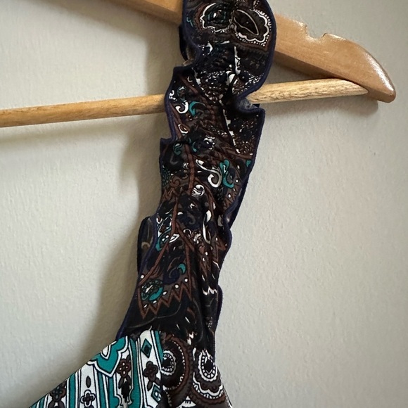 Dress Barn Blue/Brown Dress with Shoulder Cover Size 4 - Picture 4 of 10